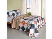 [Western Plaid] Cotton 3PC Vermicelli Quilted Patchwork Quilt Set Full Queen Size