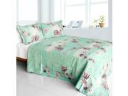[Rural Sky] Cotton 3PC Vermicelli Quilted Floral Patchwork Quilt Set Full Queen Size