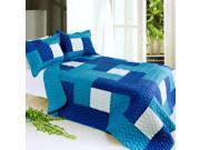[Blue Hour] Cotton 3PC Vermicelli Quilted Patchwork Quilt Set Full Queen Size