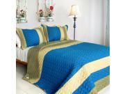 [Eternal Love] 3PC Vermicelli Quilted Patchwork Quilt Set Full Queen Size