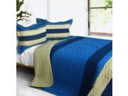 [Ancient Methods] 3PC Vermicelli Quilted Patchwork Quilt Set Full Queen Size