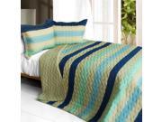 [Rising to the Top ] 3PC Vermicelli Quilted Patchwork Quilt Set Full Queen Size