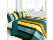 [Time Chain] 3PC Vermicelli Quilted Patchwork Quilt Set Full Queen Size