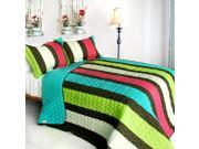 [My Way] 3PC Vermicelli Quilted Patchwork Quilt Set Full Queen Size