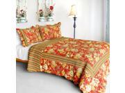 [Time Jumper] Cotton 3PC Vermicelli Quilted Floral Printed Quilt Set Full Queen Size