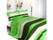 [Della Travels] 3PC Vermicelli Quilted Patchwork Quilt Set Full Queen Size