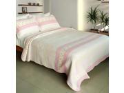 [Crystal Soul] 100% Cotton 3PC Vermicelli Quilted Patchwork Quilt Set Full Queen Size