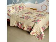 [Girl Memories] 100% Cotton 3PC Vermicelli Quilted Patchwork Quilt Set Full Queen Size