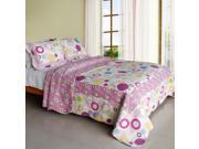 [Colorful Bubble] Cotton 3PC Vermicelli Quilted Patchwork Quilt Set Full Queen Size