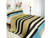 [Summer Sorrow] 3PC Vermicelli Quilted Patchwork Quilt Set Full Queen Size