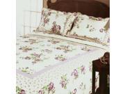 [Rowena] 100% Cotton 3PC Floral Vermicelli Quilted Patchwork Quilt Set Full Queen Size