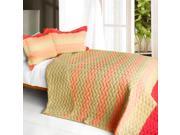 [Champagne Honey] 3PC Patchwork Quilt Set Full Queen Size