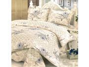 [Spring Temptation] 100% Cotton 3PC Floral Vermicelli Quilted Patchwork Quilt Set Full Queen Size