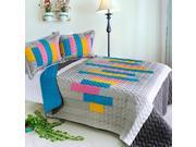 [Creative Life] Cotton 3PC Vermicelli Quilted Patchwork Quilt Set Full Queen Size