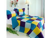 [Rhapsody] Cotton 3PC Vermicelli Quilted Patchwork Quilt Set Full Queen Size