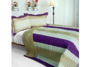 [Waves Of Rays ] 3PC Vermicelli Quilted Patchwork Quilt Set Full Queen Size