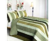 [Lost in the Dream ] 3PC Vermicelli Quilted Patchwork Quilt Set Full Queen Size