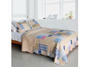 [Classic Plaids] Cotton 3PC Vermicelli Quilted Patchwork Quilt Set Full Queen Size