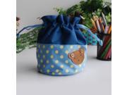 [Bear Skyblue] Blancho Applique Kids Fabric Art Bucket Bag Bento Lunch Box Shopper Bag 5.7*6.3*7.8