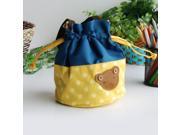 [Bear Yellow] Blancho Applique Kids Fabric Art Bucket Bag Bento Lunch Box Shopper Bag 5.7*6.3*7.8