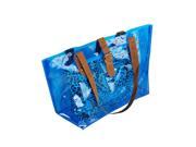 [Lucky Blue] Leopard Double Handle Leatherette Satchel Bag Handbag Purse Casual Styling