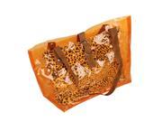 [Lucky Orange] Leopard Double Handle Leatherette Satchel Bag Handbag Purse Casual Styling