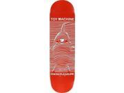 TOY MACHINE TOY DIVISION SKATEBOARD DECK 8.25 RED WHT w MOB GRIP