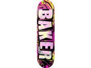 BAKER HAWK BRAND NAME ABSTRACT SKATE DECK 8.5 PINK YEL w MOB GRIP