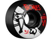 BONES STF SKINNY Skateboard Wheels V1 SERIES 51mm BLACK Set of 4 Wheels