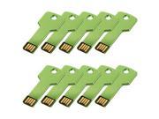 WIFEB 10pcs 4GB Metal Key USB 2.0 Flash Drive Memory Stick Pen Drive Multi Color Choice Green