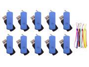 FEBNISCTE 10 Pack Blue Euro Style Swivel 8GB USB 2.0 Memory Stick