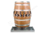 Wood Barrel Draft Beer Kegerator Tower with Matching Drain Tray 6 Draft Beer Faucets 3 Faucets
