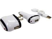 USB Wall and Car Charger Set for USB Devices for Phones mp3 Players Navigation Systems and More