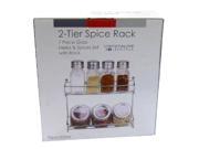 7 Pc Spice Herb Glass Container With Stainless steel Rack Set