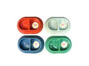PLASTIC 2 SECTION OVAL DOG BOWL ASSORTED COLORS