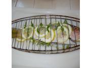 Sturdy Metal Fish Grill Basket with Wooden Handle