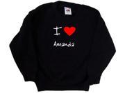 I Love Heart Amanda Black Kids Sweatshirt