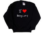 I Love Heart Being Lazy Black Kids Sweatshirt
