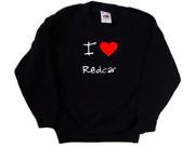 I Love Heart Redcar Black Kids Sweatshirt