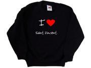 I Love Heart Saint Vincent Black Kids Sweatshirt