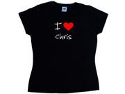 I Love Heart Chris Black Ladies T Shirt