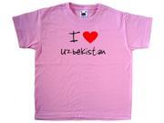 I Love Heart Uzbekistan Pink Kids T Shirt