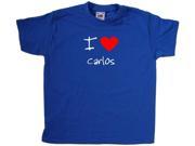 I Love Heart Carlos Royal Blue Kids T Shirt