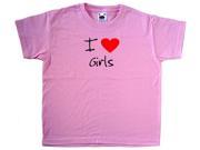 I Love Heart Girls Pink Kids T Shirt