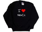 I Love Heart Newts Black Kids Sweatshirt