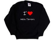 I Love Heart Welsh Terriers Black Kids Sweatshirt