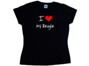 I Love Heart My Beagle Black Ladies T Shirt