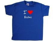 I Love Heart Bisons Royal Blue Kids T Shirt