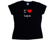 I Love Heart Saipan Black Ladies T Shirt