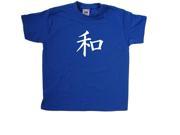 Kanji Peace Sign Royal Blue Kids T Shirt